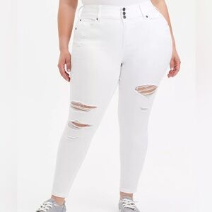 Torrid white jegging skinny high rise distressed jeans